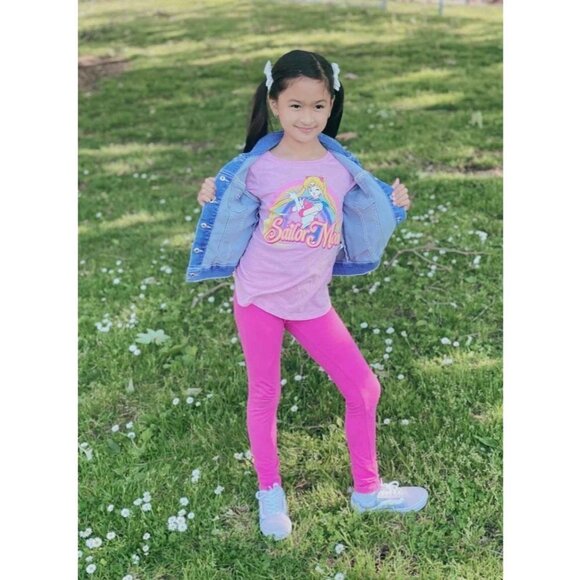 Girls' Sailor Moon Short Sleeve Graphic T- Shirt - Pink-M (7/8) - Picture 4 of 4